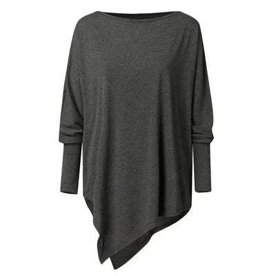 Gudrun - Elegante asymmetrische Bluse mit lockerer Passform | Minimalistische schwarze asymmetrische Bluse