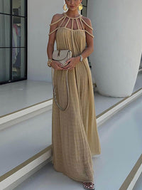 Ruth - Leichtes drapiertes Maxikleid in Khaki