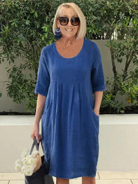 Bridget - Lockeres Kleid mit Taschen in Marineblau