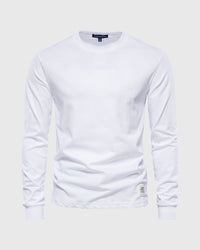 Eric | Herren Casual Slim Fit Langarm T-Shirt in Weiß