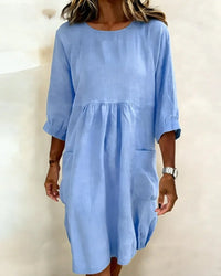 Alena | Modisches 3/4-Arm-Kleid Damen in Blau
