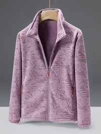 Damen-Fleecejacke mit durchgehendem Reißverschluss | Outdoor-Jacke mit Rollkragen in Lila