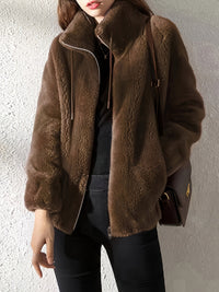 Sadie | Winter-Reißverschlussjacke in Dunkelbraun