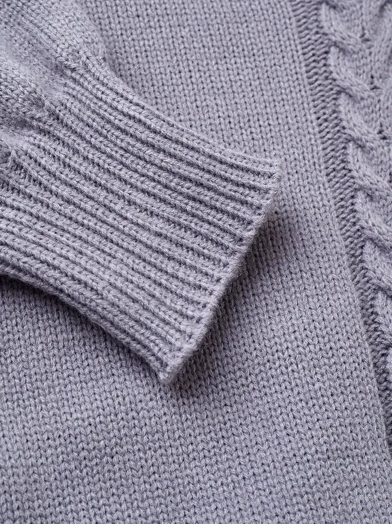 SCHICKER V-AUSSCHNITT KABELSTRICKPULLOVER FÜR FRAUEN | ELEGANTER STRICKSTIL