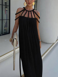 Ruth - Leichtes drapiertes Maxikleid in Schwarz