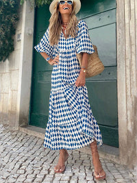 Ingrid - Lockeres Maxikleid mit Puffärmeln in Himmelblau