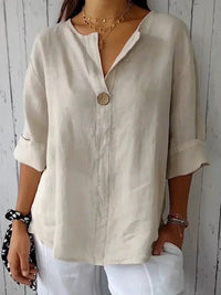 Jessa - Lässige Bluse mit V-Ausschnitt in Beige