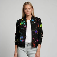 Barbara | Damen Lässiger Bomber Übergangsjacke in Schwarz