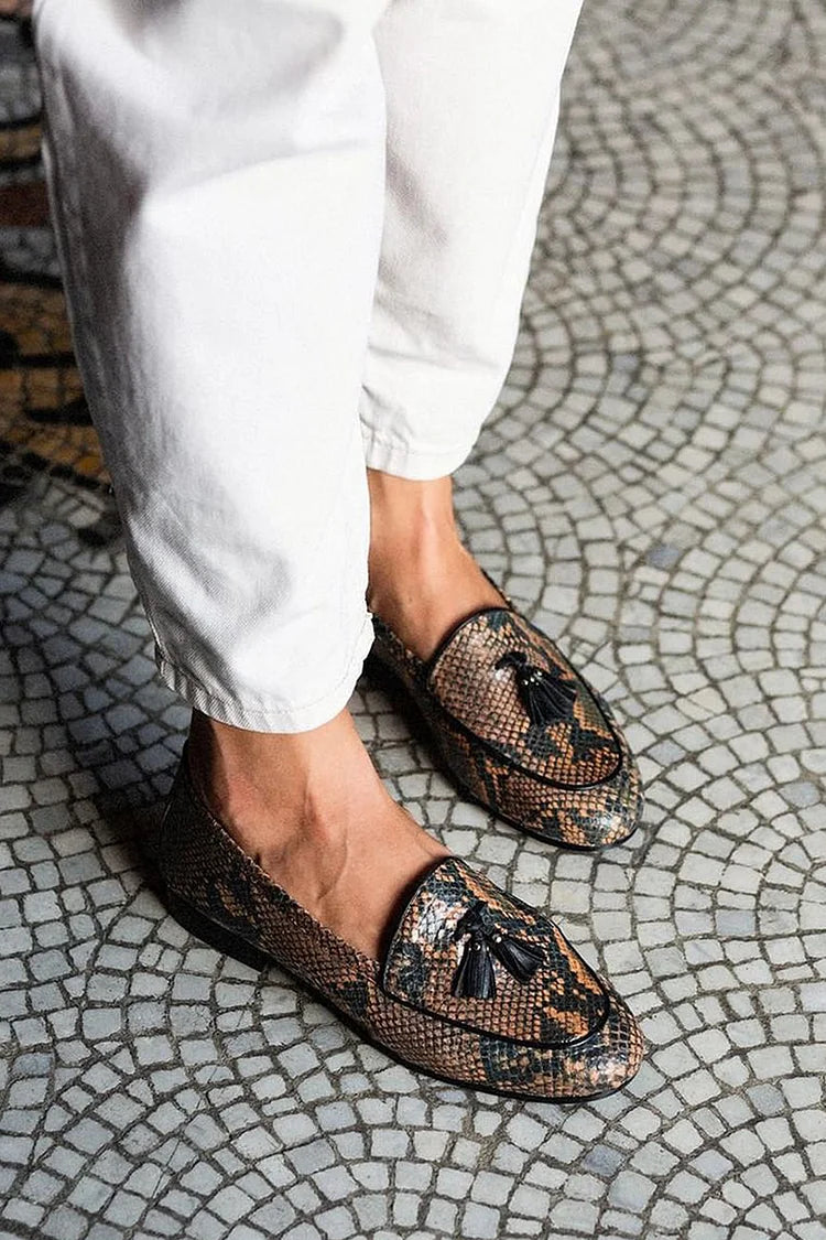 Velaria - Elegante braune Loafers mit Schlangenmuster