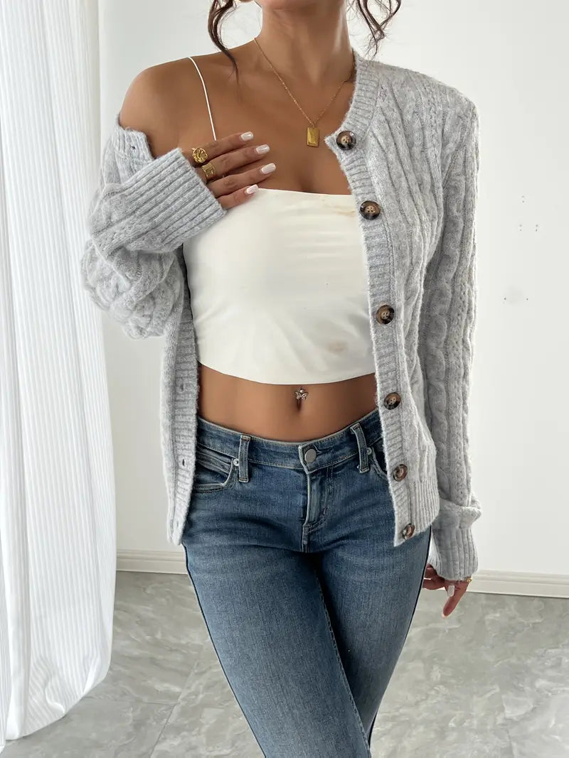 STRICK KABEL CARDIGAN | ELEGANTER WARMHALTER