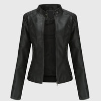 Sophie | Damen Bequem Bikerlederjacke in Schwarz