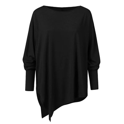 Gudrun - Elegante asymmetrische Bluse mit lockerer Passform | Minimalistische schwarze asymmetrische Bluse