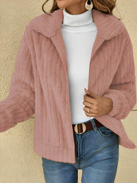 Teddy Damen Jacke Kurz | Kuschelig Bequem in Rosa