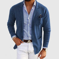 Moderne Herren Strickjacke | Leichter Cardigan Mit Taschen in Blau