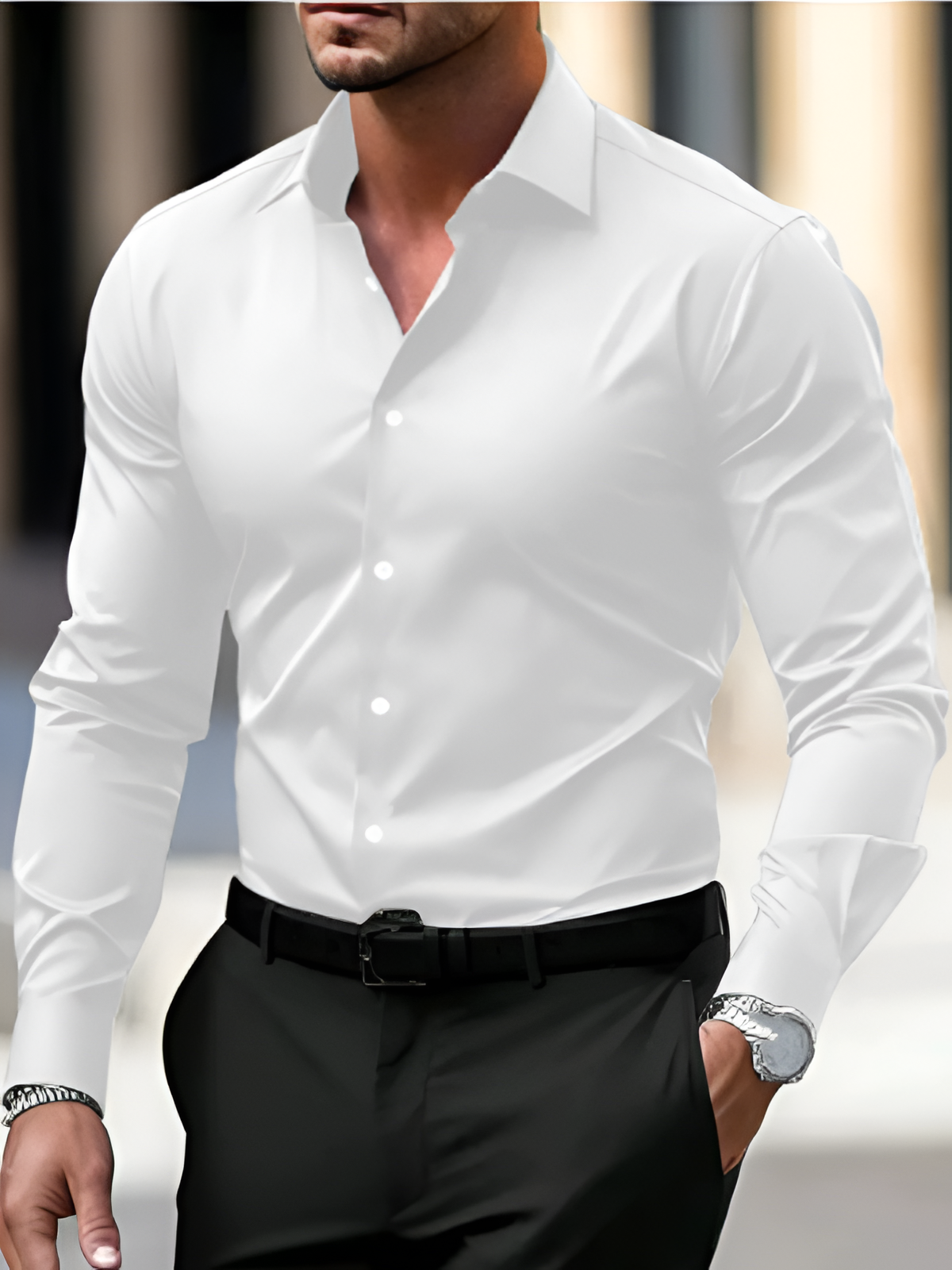Herren elegantes Langarmhemd | Langarm