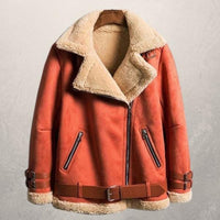 Elegante Wildlederimitat Bikerjacke für Damen – Stilvoll und Funktional in Orange