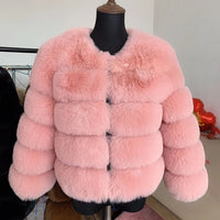 Stylische Pelz-Winterjacke für Frauen - Sari in Rosa