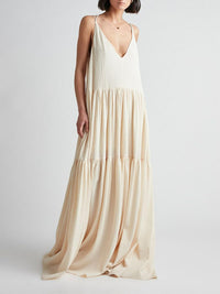 Heide - Lockeres Maxikleid mit Trägern in Beige