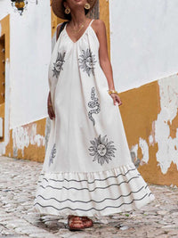 Rachel - Lockeres Maxikleid mit V-Ausschnitt in Weiß