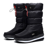 Winterschuhe Damen | Mittelhoch mit Vorderem Reißverschluss in Schwarz