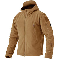 Herren Outdoor Fleecejacke | Kapuze Reißverschluss Langarm in Khaki