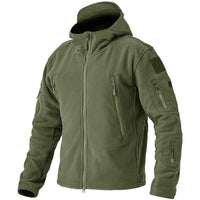 Herren Outdoor Fleecejacke | Kapuze Reißverschluss Langarm in Grun