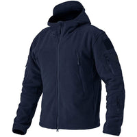Herren Outdoor Fleecejacke | Kapuze Reißverschluss Langarm in Blau