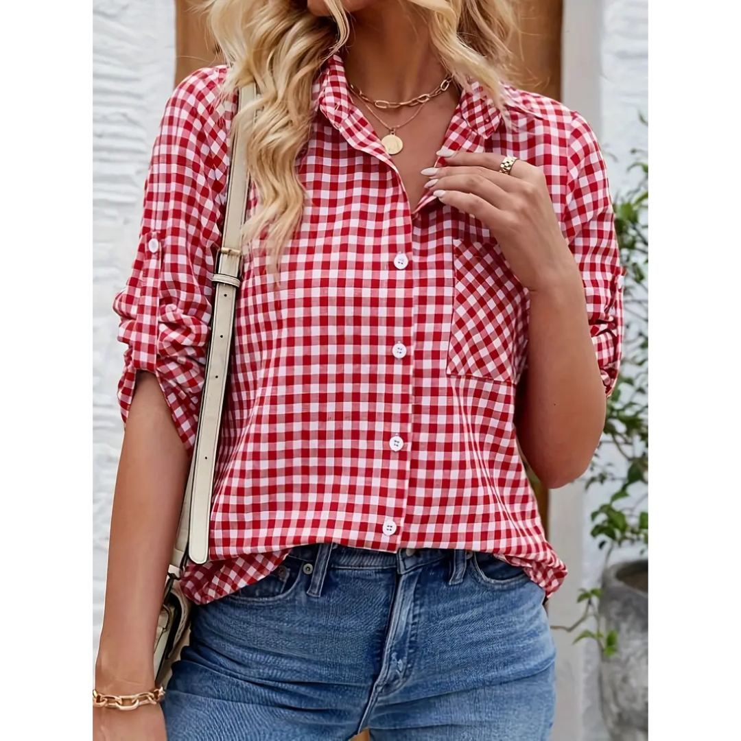Lässiges Button-Down-Hemd für Damen | Rot