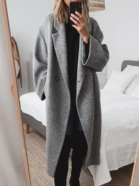 Elara | Lange Bequeme Jacke in Grau