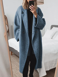 Elara | Lange Bequeme Jacke in Blau