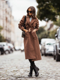 Eleganter Langarmmantel für Damen - Jinte in Braun