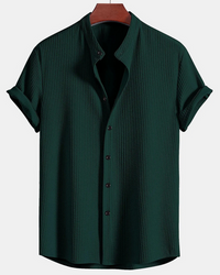 Herren Stilvolles Polo Shirt | Eleganter Stehkragen in Dunkelgrün