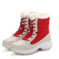Wasserdichte Damen-Winterstiefel mit Kunstfellfutter – Warm, Rutschfest und Robust für kalte Tage in Rot