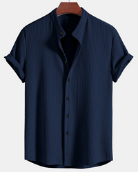 Herren Stilvolles Polo Shirt | Eleganter Stehkragen in Marineblau