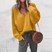 Jaqueline - Oversize V-Neck Pullover in Gelb