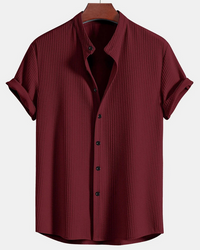 Herren Stilvolles Polo Shirt | Eleganter Stehkragen in Rot