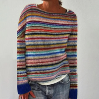 Norweger Grobstrickpullover Damen | Rundhals Langarm Strick in Mehrfarbig