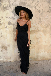 Rosaria | Elegantes Kleid Mit Rüschen in Schwarz