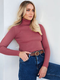 Klassischer Rollkragenpullover für Damen | Lässig in Ziegelrot