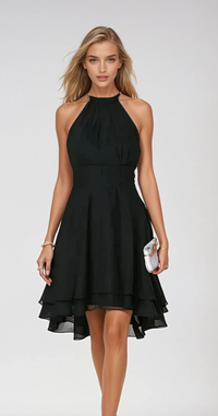 Damen Halter Mini Hochzeitsgast Kleid in Schwarz