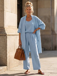 Linnea | Leichtes Leinen-Set in Blau