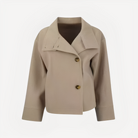Carolyn - Eleganter Damenmantel mit einfachem Verschluss in Khaki
