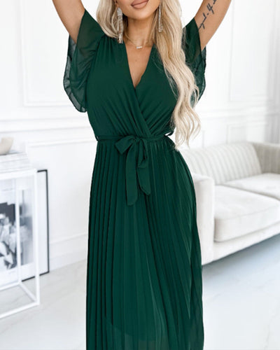 Saoirse® | Elegantes Kleid mit gerafften Ärmeln und V-Ausschnitt
