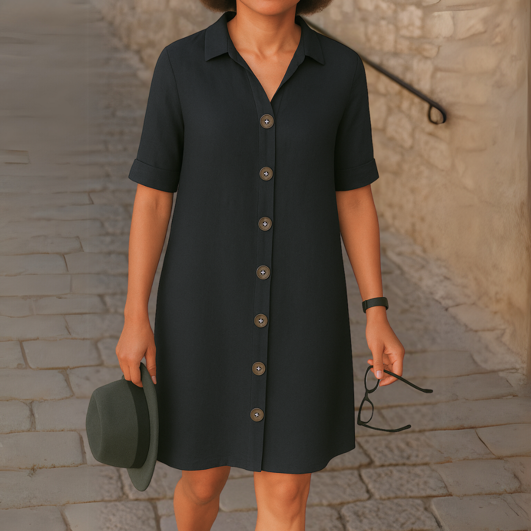 Ria™ | Elegantes langes Hemdblusenkleid