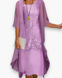 Damen Elegantes Zweiteiliges Kleid | Sommerkleider in Violett