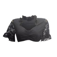 Damen Oktoberfest Bluse Dirndl | Halblang Transparent in Schwarz
