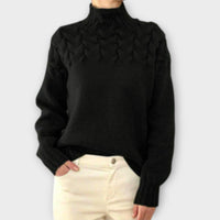 Julia | Zopfstrickpullover Damen elegant & bequem in Schwarz