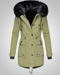 Elena | Damen Gefütterte Winter Parka Jacke in Grün