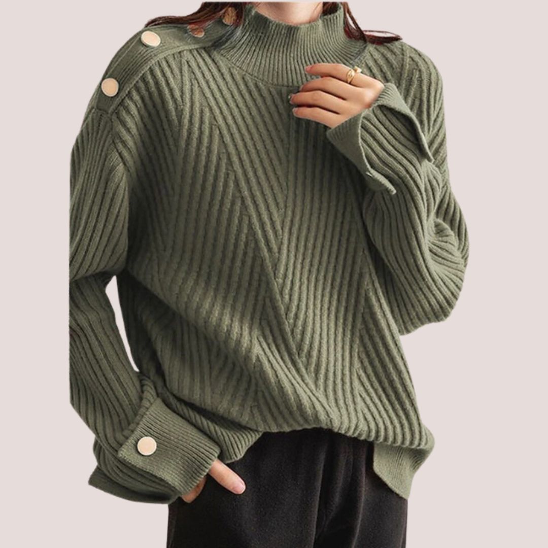 Amanda - Gemütlicher Rollkragenpullover mit Knopfakzenten