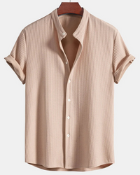 Herren Stilvolles Polo Shirt | Eleganter Stehkragen in Beige